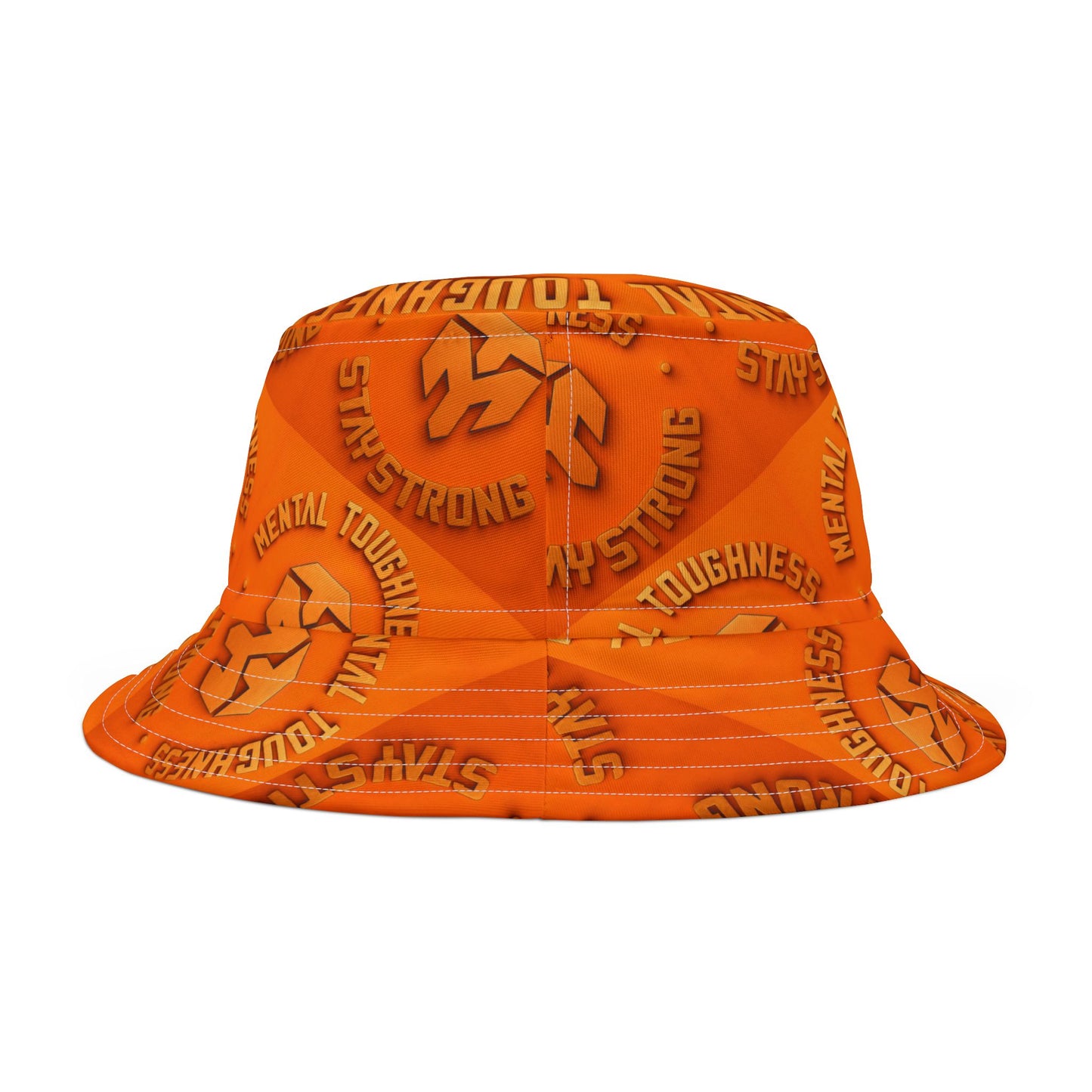 Mental Toughness Orange Bucket Hat — Stay Strong AOP Sun Hat