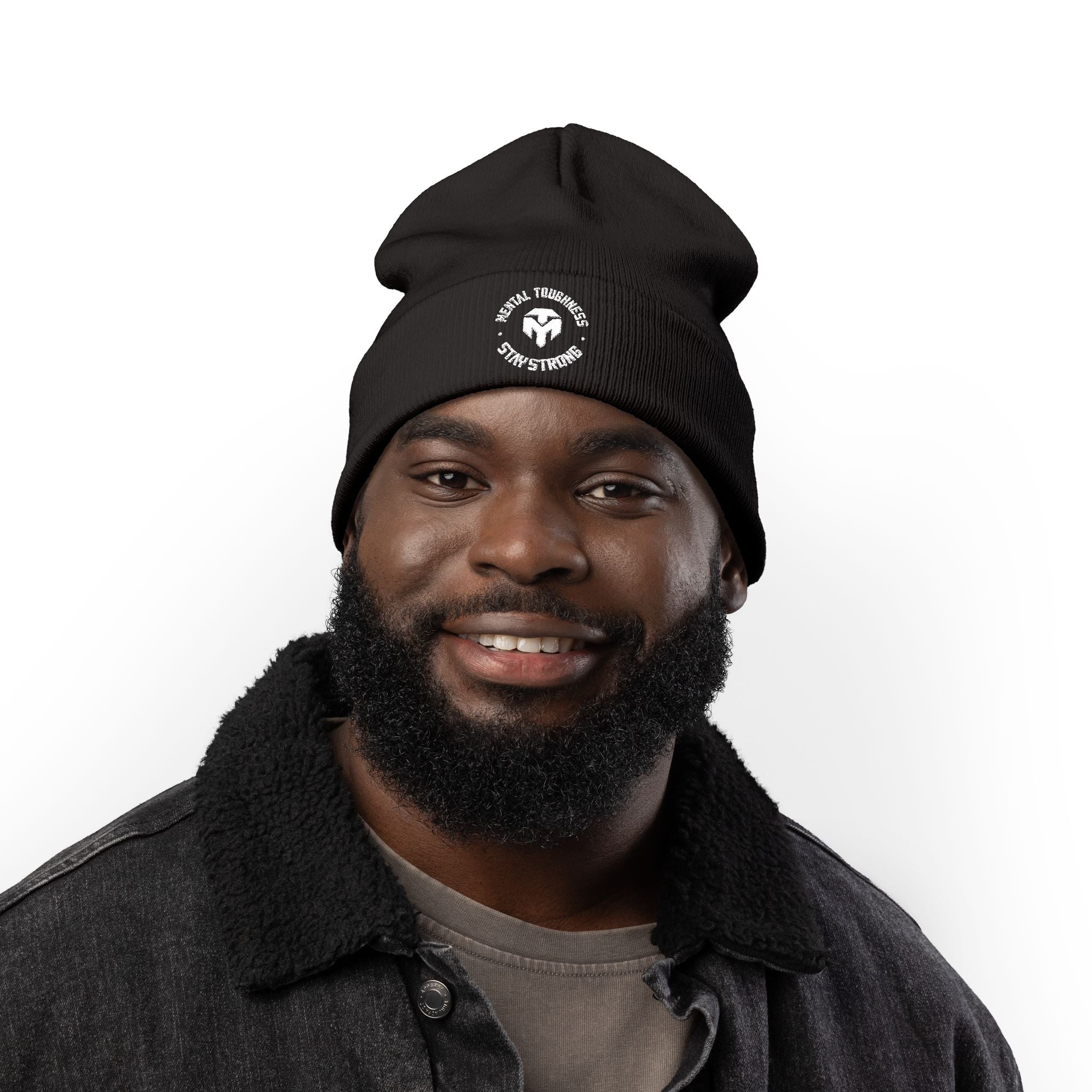 Embroidered 'Mental Toughness Stay Strong' Knit Beanie