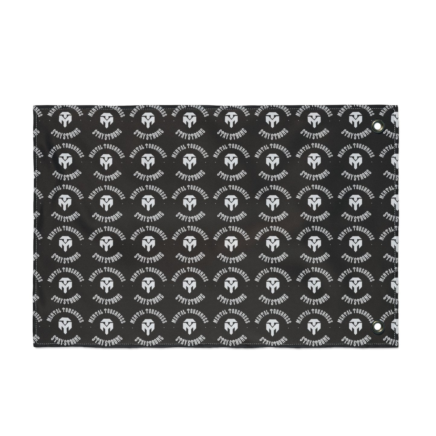 Double-Sided Flag — Black Spartan Helmet Pattern Outdoor Banner