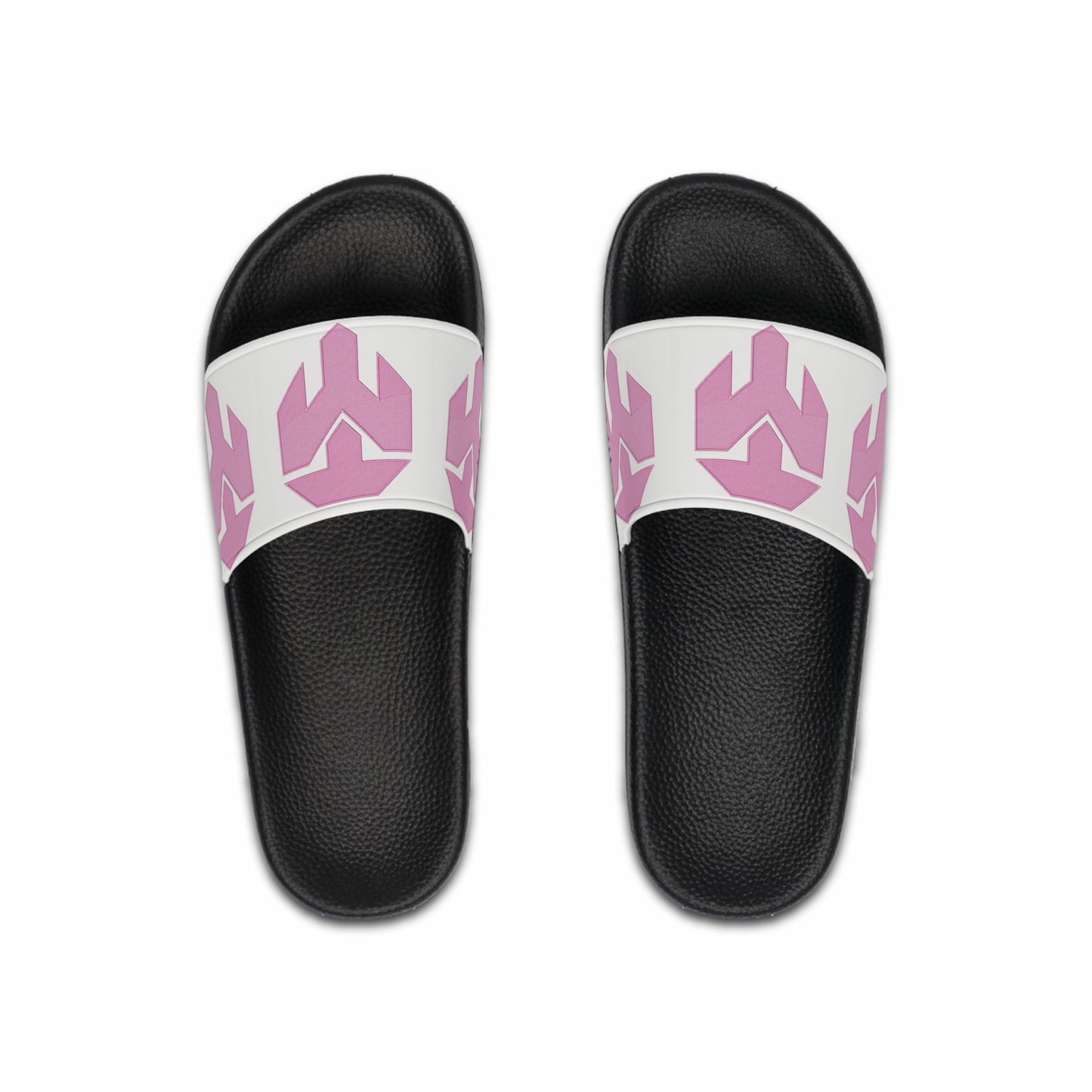 Men's Slide Sandals — Pink Geometric Logo Pool Slides