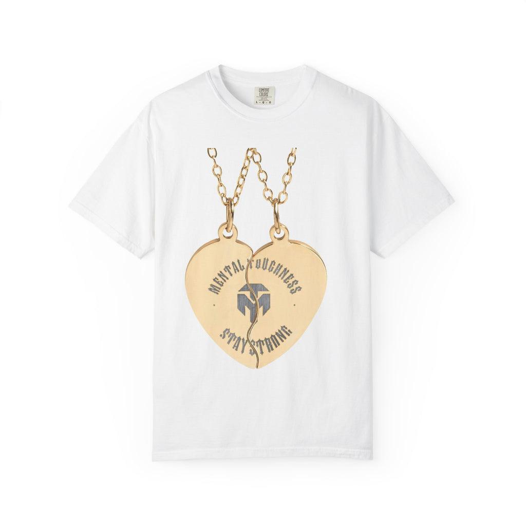 Heart Locket Graphic T‑Shirt — 'Mental Toughness, Stay Strong' Necklace Design