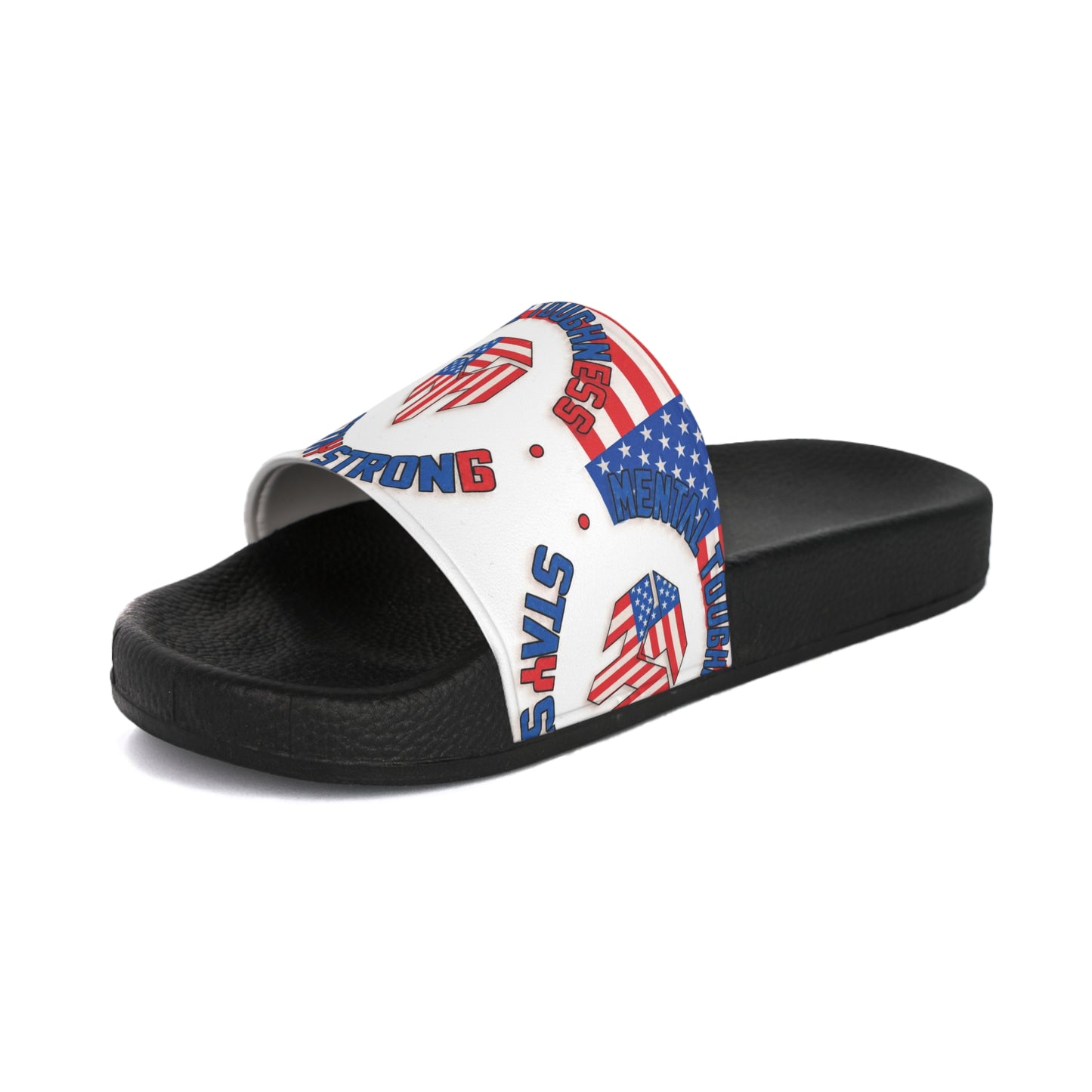 Patriotic "Stay Strong" Men's Slide Sandals — American Flag Comfort Slides