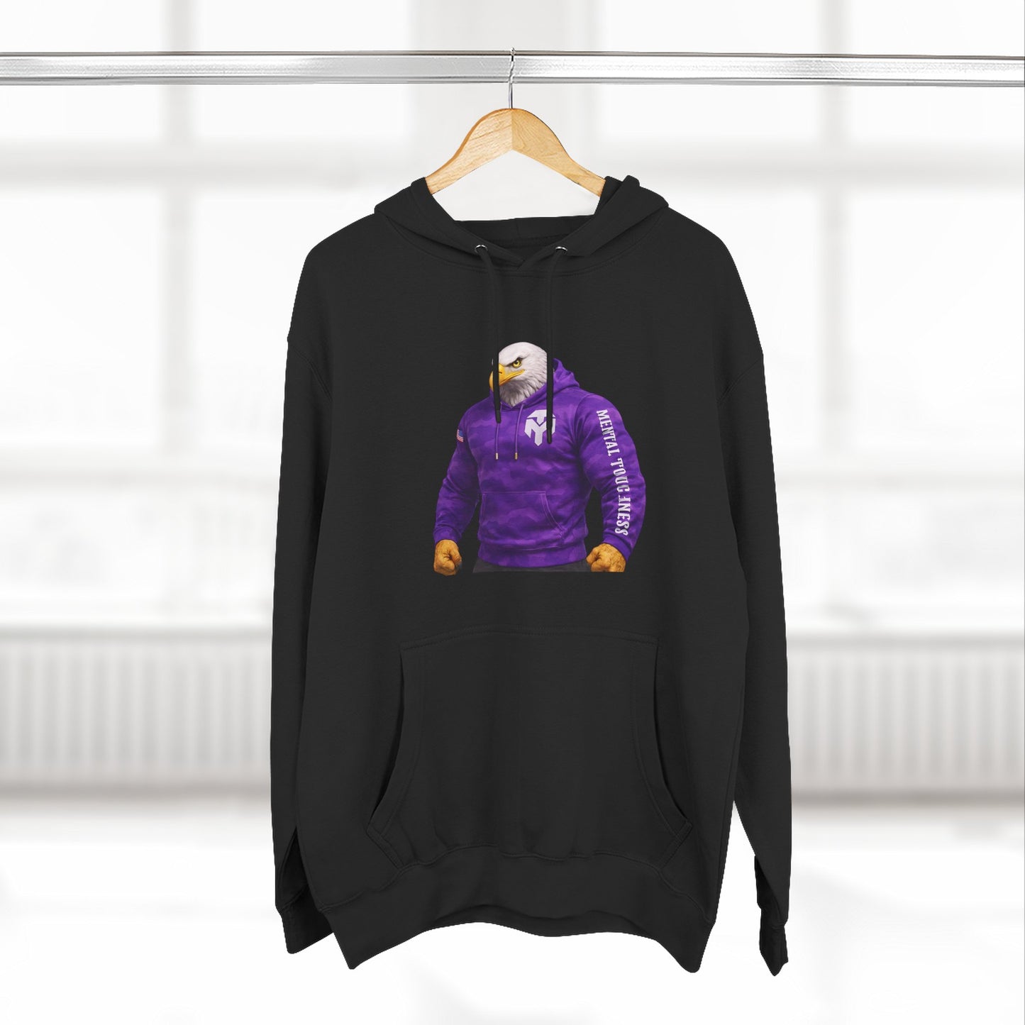 Eagle-Head Purple Hoodie — Samoan Tiki Graphic Fleece Pullover
