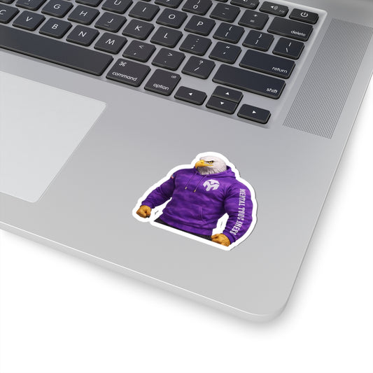 Eagle Mascot Sticker — Purple Hoodie Athletic Logo Kiss-Cut