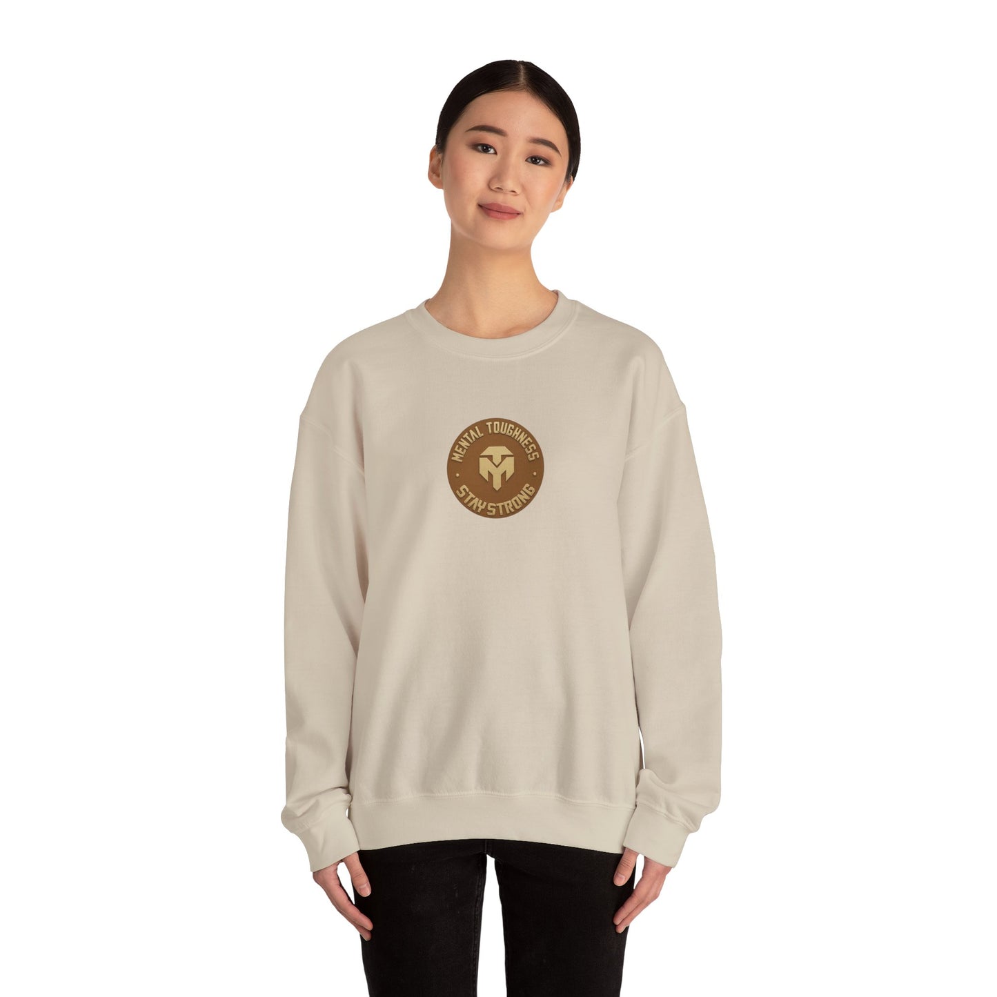 Crewneck Sweatshirt — Retro Brown 'Stay Strong' Circle Logo