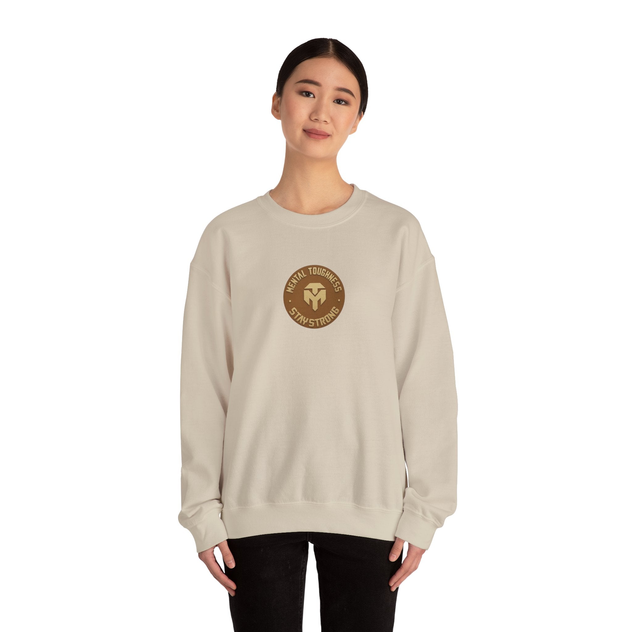 Crewneck Sweatshirt — Retro Brown 'Stay Strong' Circle Logo