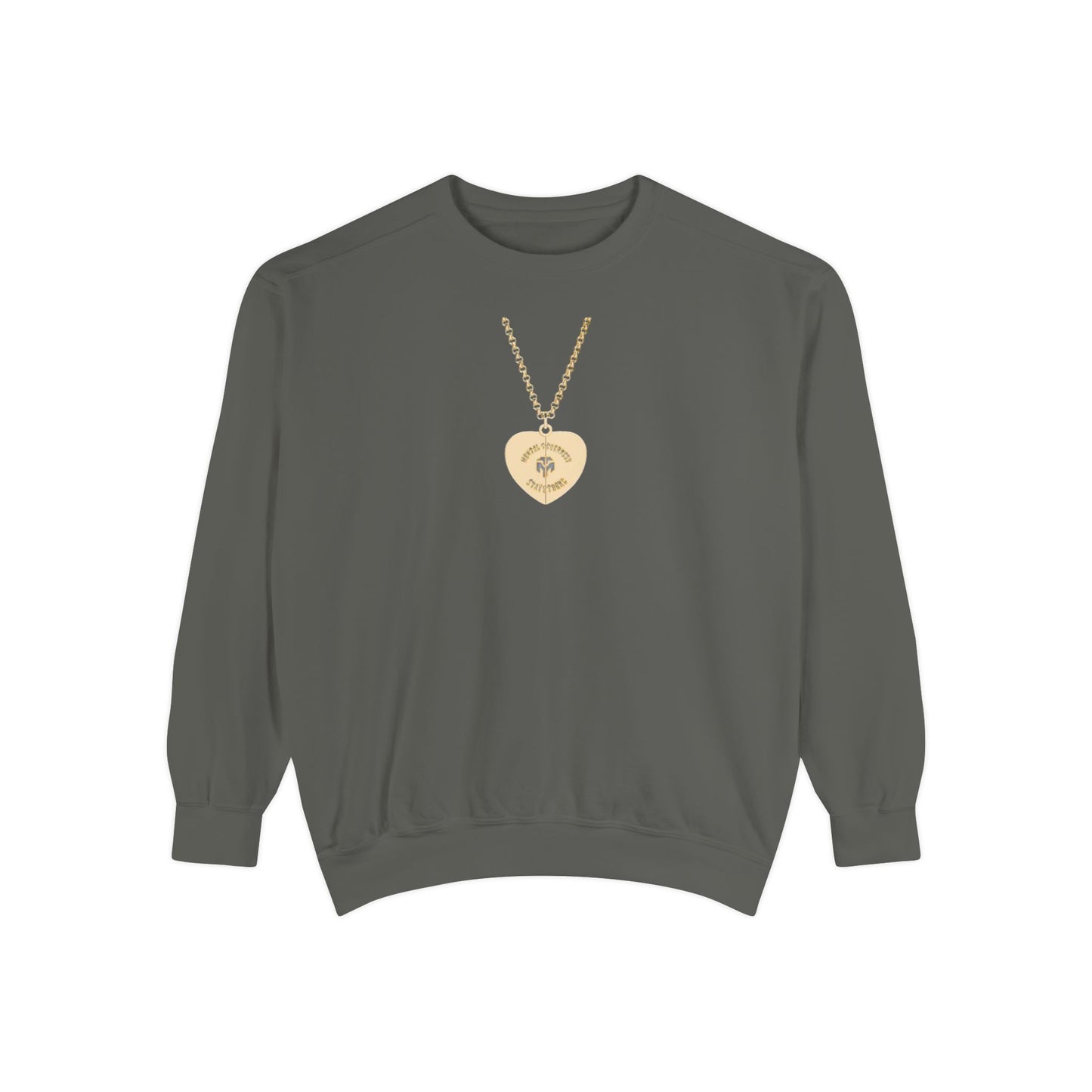 Gold Heart Locket Sweatshirt — Vintage Necklace Graphic Crewneck
