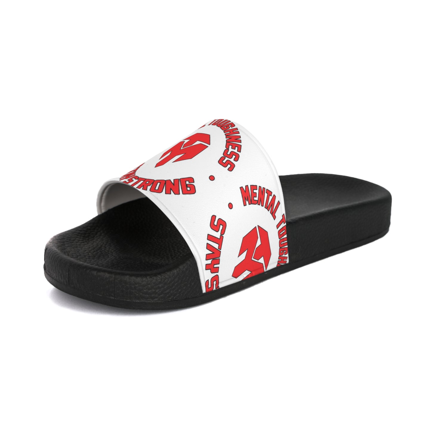 Slide Sandals — "Stay Strong" Red Logo Pool Slides for Men