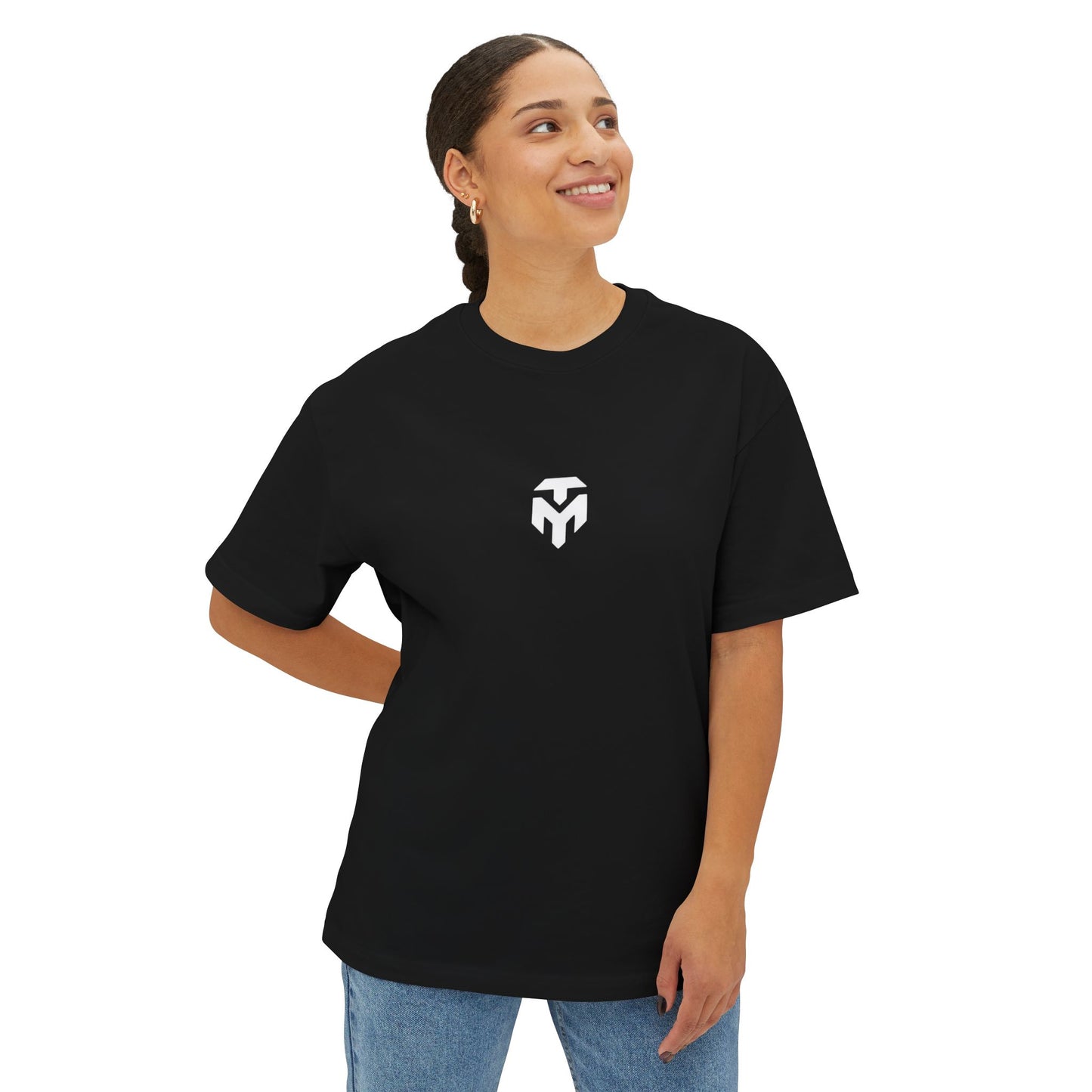 Minimalist Logo Tee — Black Oversized Boxy T-Shirt