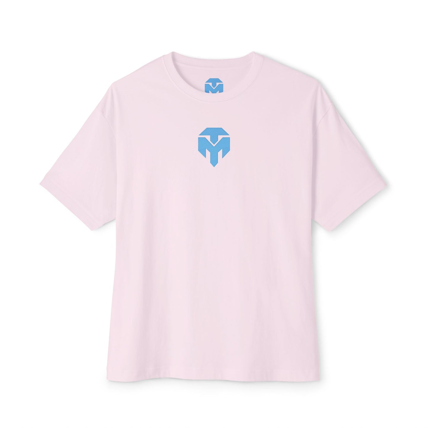 Minimalist Blue Shield Logo Tee — Oversized Boxy T-Shirt
