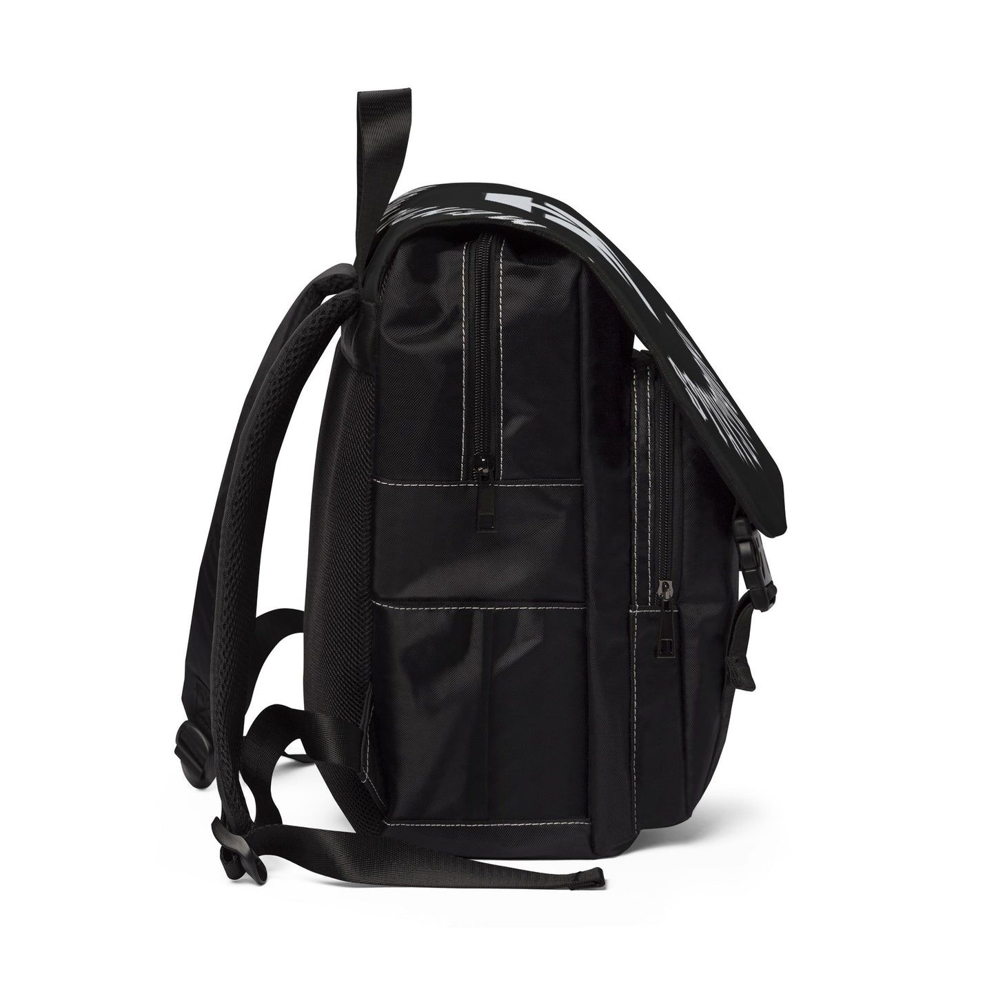 Stay Strong Backpack — Black Casual Shoulder Backpack with Bold Typography & Emblem