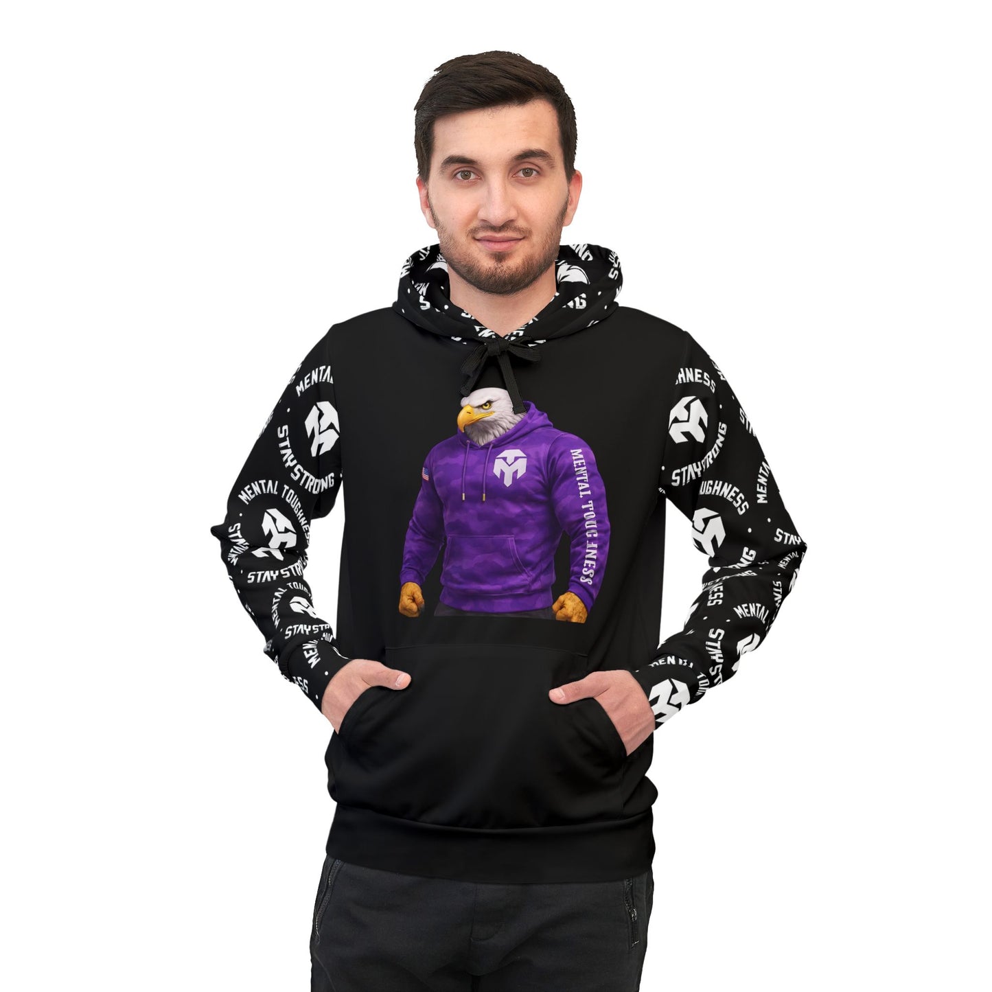 Eagle Head Purple Puffer Athletic Hoodie