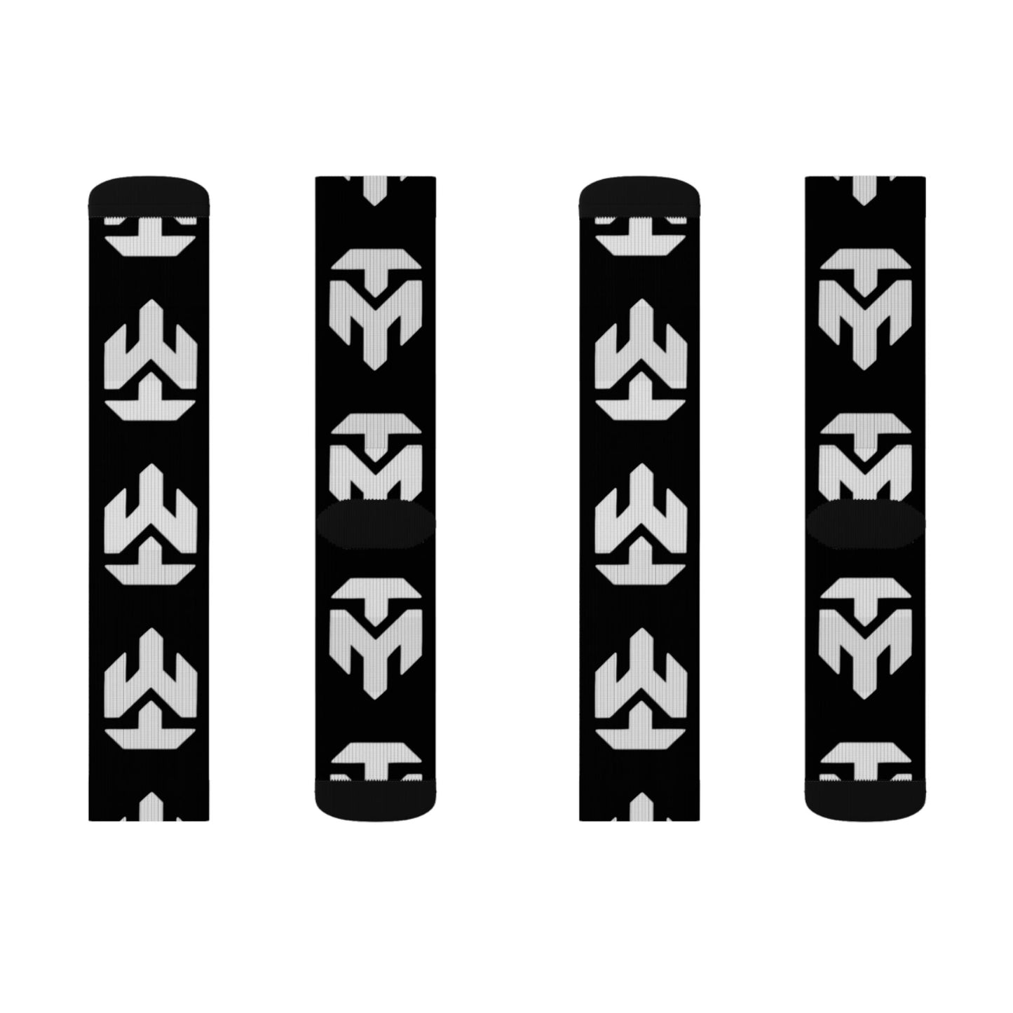 Logo Pattern Sublimation Socks — Black Monogram Athletic Crew Socks