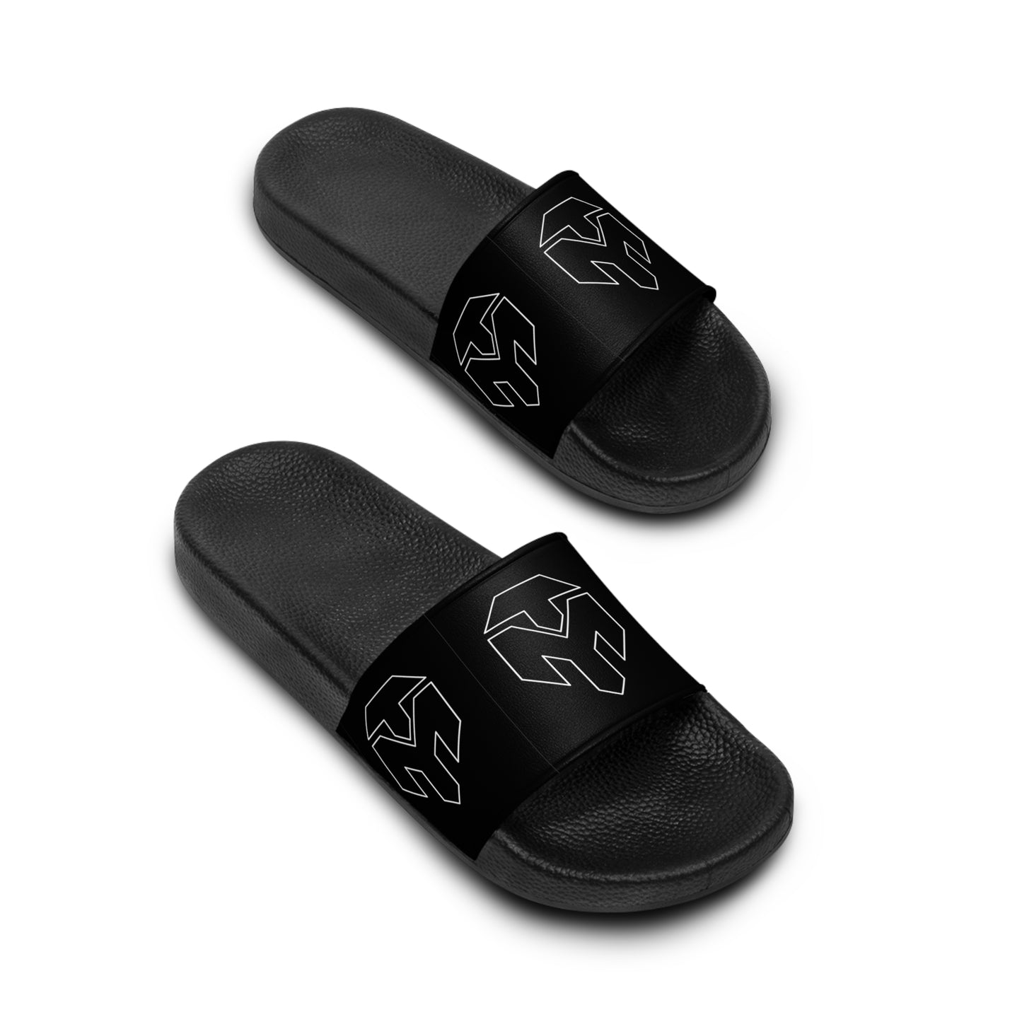 Men's Black Logo Slide Sandals — Minimalist Monogram Pool & Casual Slides
