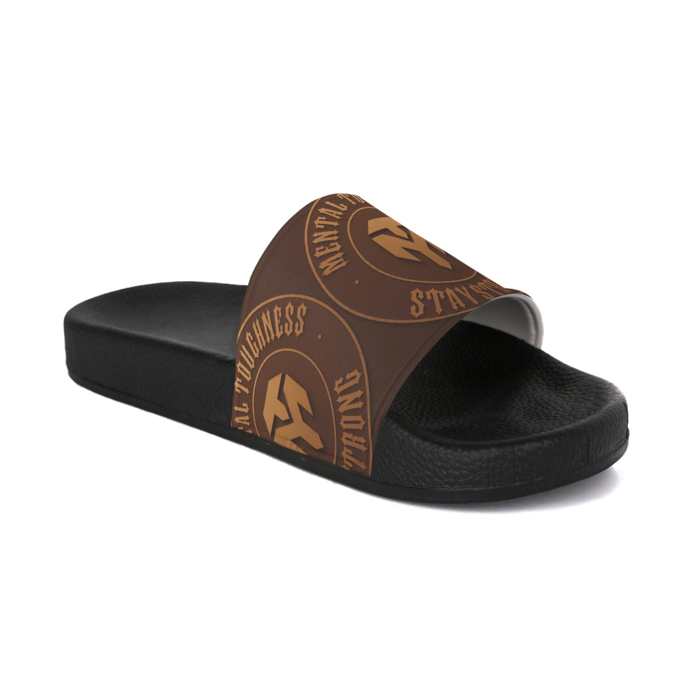 Men's Brown Logo Slide Sandals — Casual Pool & Beach Slides