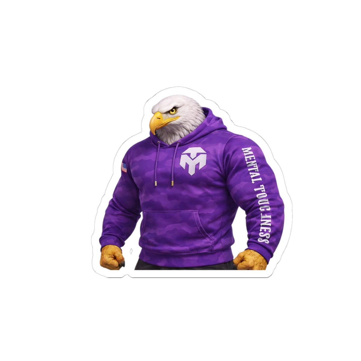 Eagle Mascot Sticker — Purple Hoodie Athletic Logo Kiss-Cut