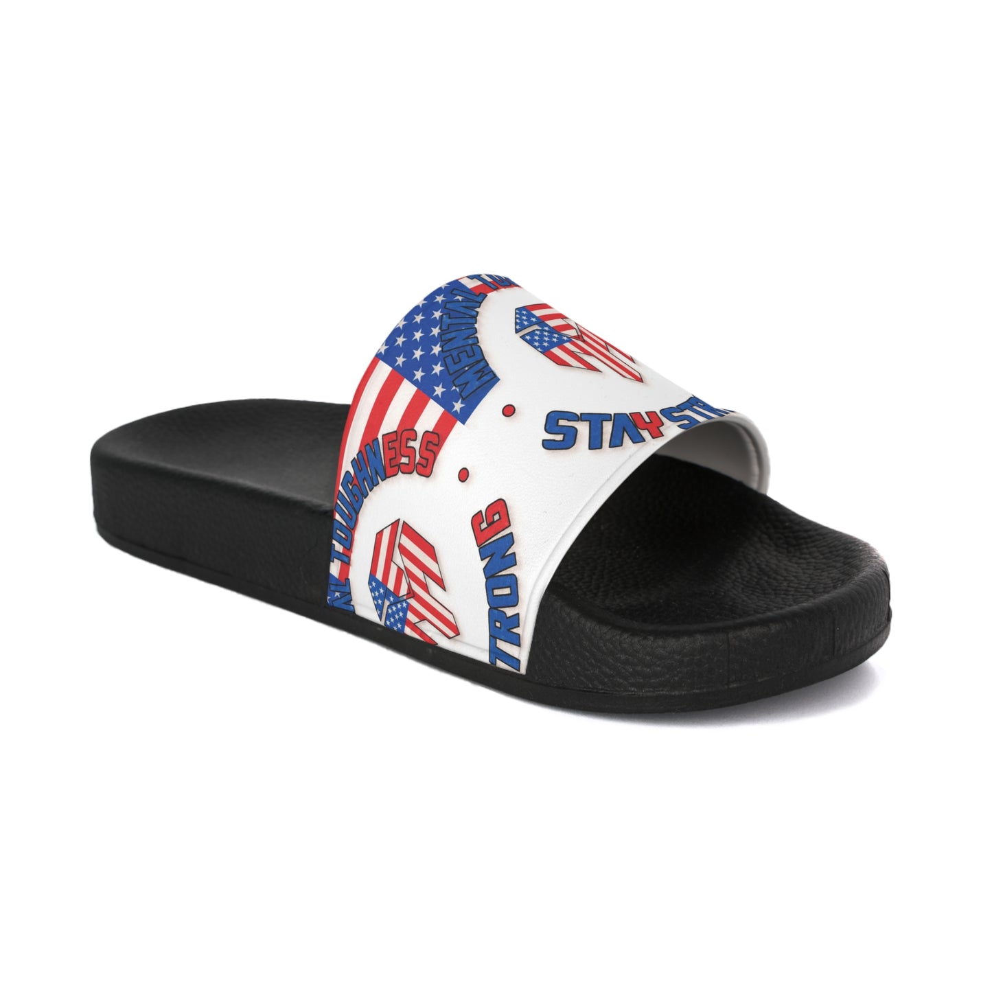 Patriotic "Stay Strong" Men's Slide Sandals — American Flag Comfort Slides