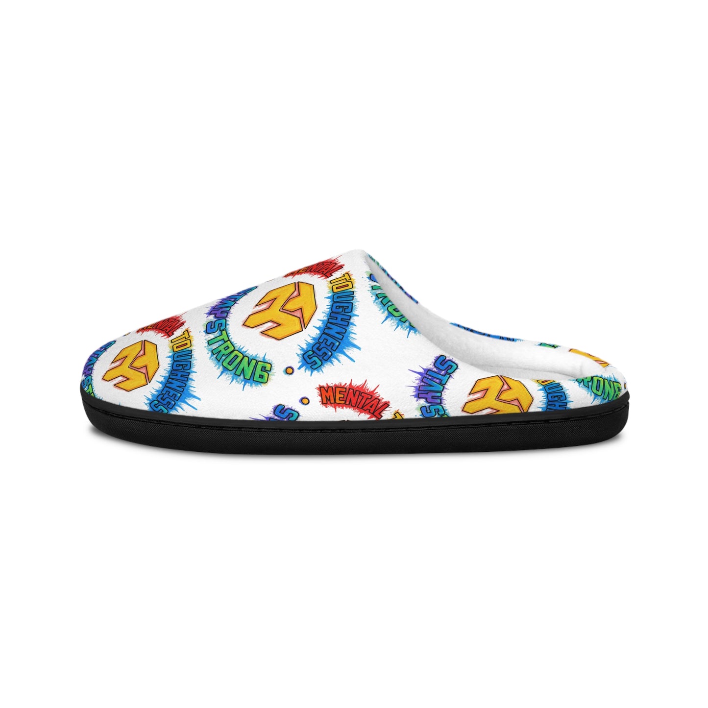 Men's Indoor Slippers — Colorful Peace Sign & Brushstroke Pattern