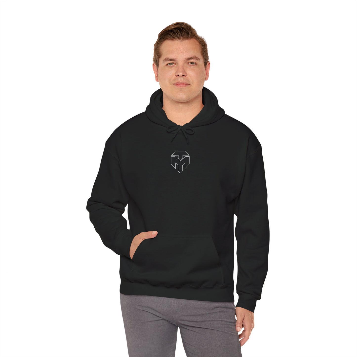 Minimalist Heart Mask Hoodie – Subtle Logo Black Pullover
