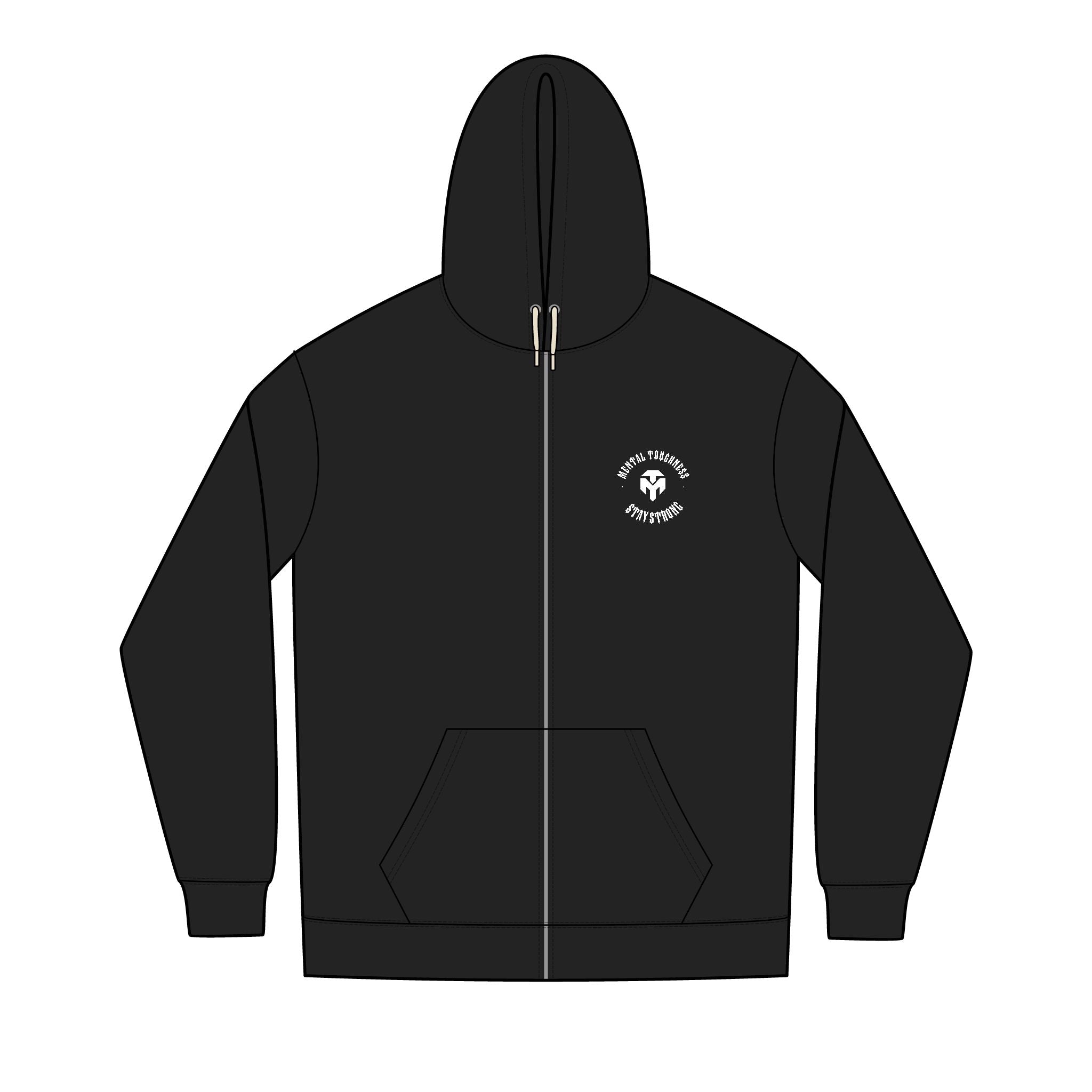 Men's Full-Zip Hoodie — 'Support the Troops' Military Emblem Chest Logo