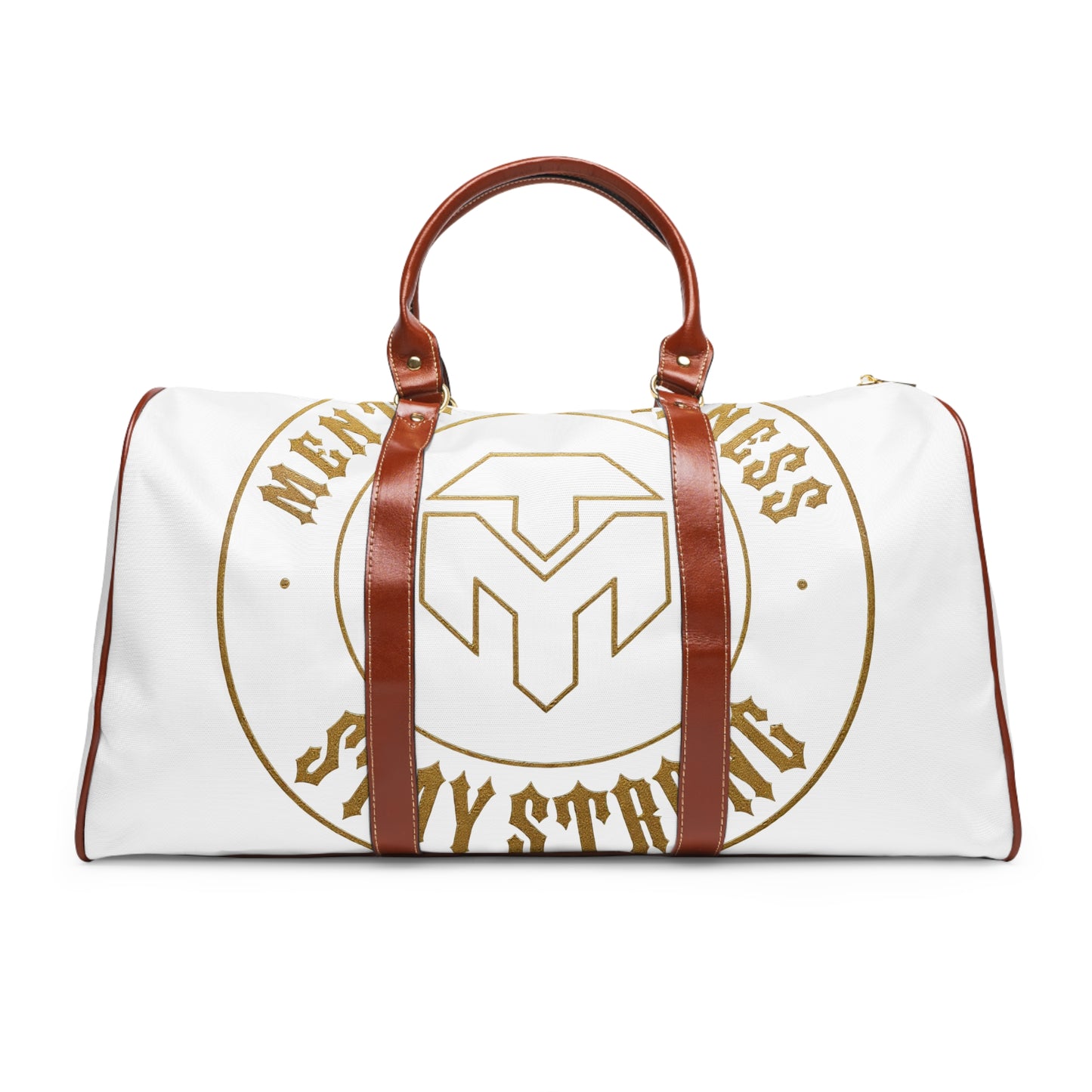 Emblem Weekender Waterproof Travel Bag — Durable Duffle with Gold Crest Design