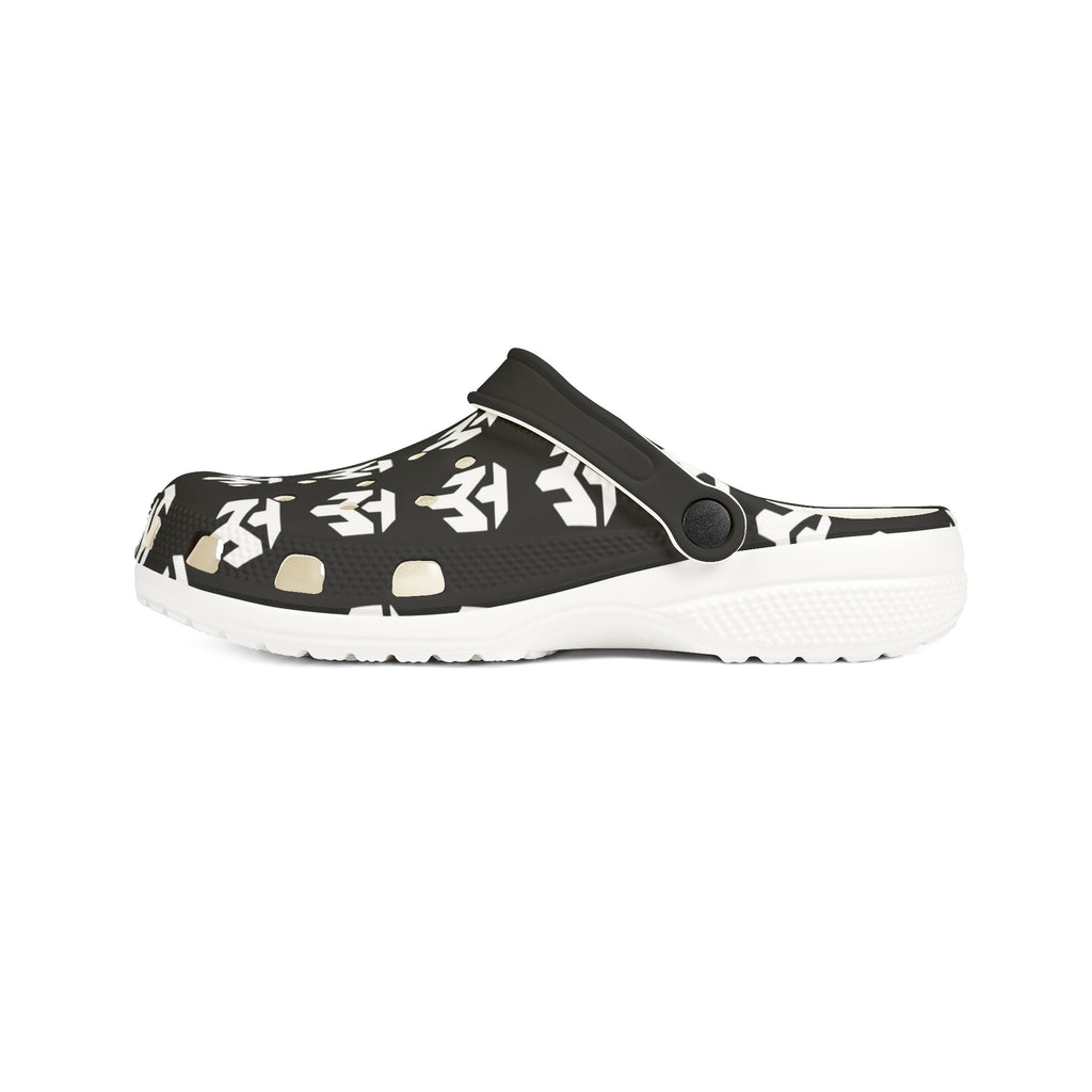 Black & White Tribal Pattern EVA Foam Clogs — Lightweight Slip-On Garden Shoes