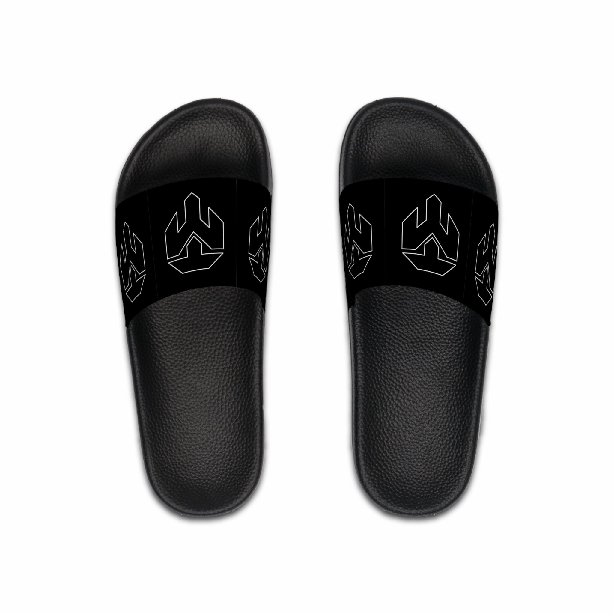 Men's Black Logo Slide Sandals — Minimalist Monogram Pool & Casual Slides