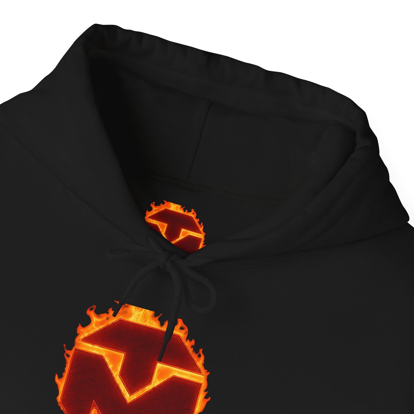 Molten Shield Logo Hoodie — Gaming Streetwear Hooded Sweatshirt with ‘Strength in Darkness’ Sleeve Text