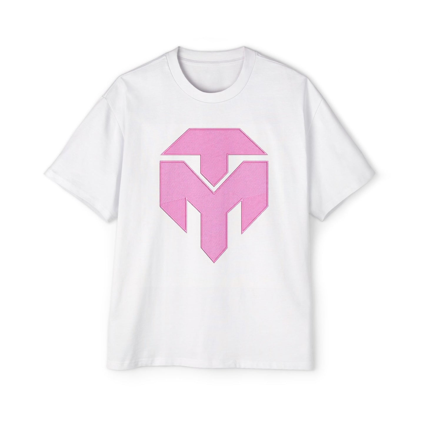 Pink Geometric 'M' Logo Tee - Men's Oversized Graphic T-Shirt