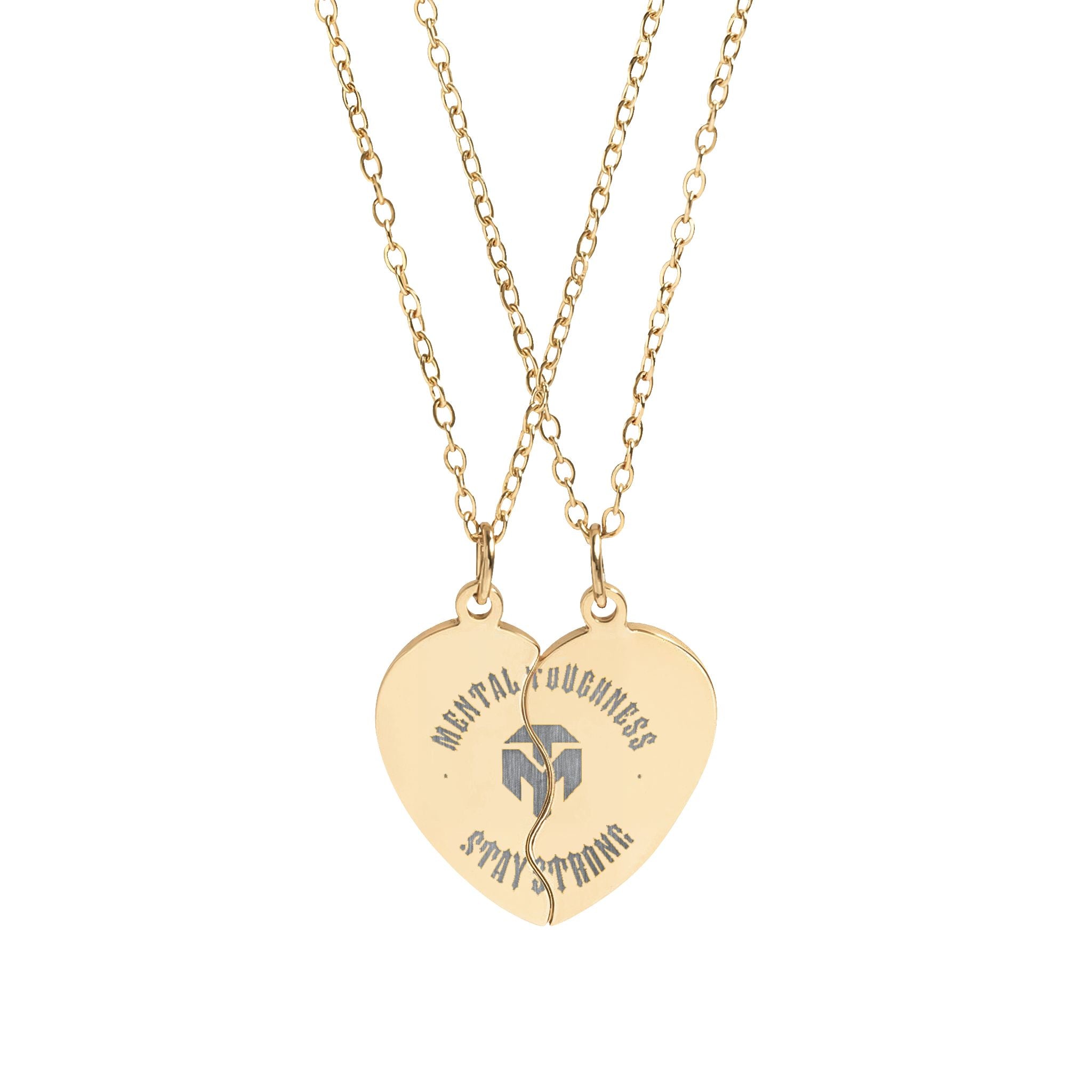 Broken Heart Engraved Necklace Set — Matching Best Friends / Couples Jewelry