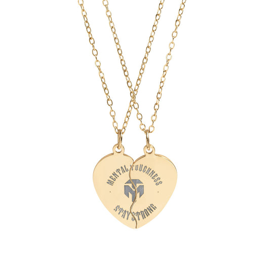 Broken Heart Engraved Necklace Set — Matching Best Friends / Couples Jewelry