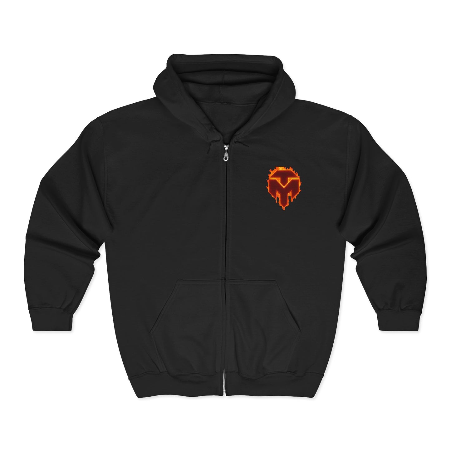Ember Wolf Zip Hoodie — Fiery Minimalist Wolf Emblem Full‑Zip Sweatshirt