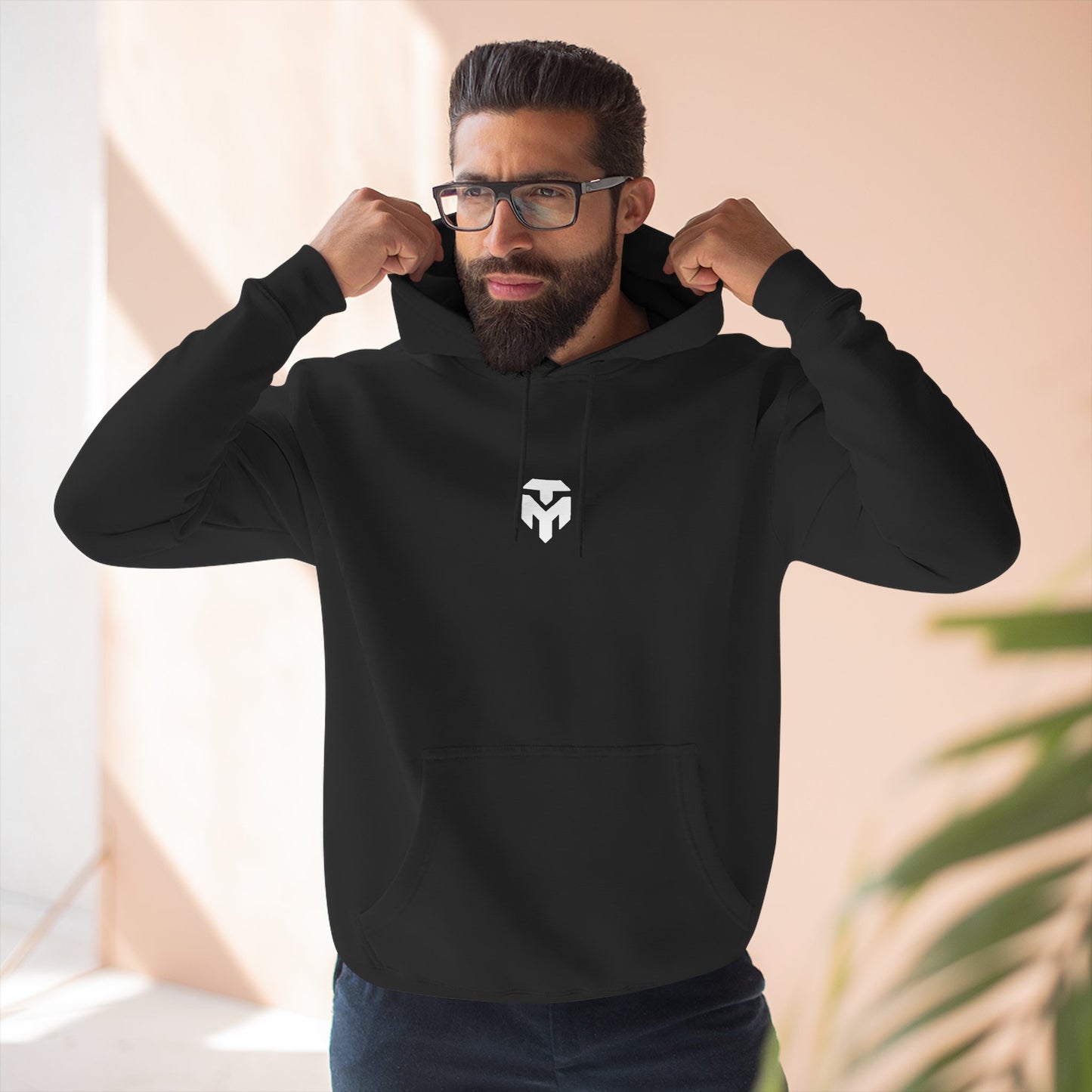 Minimal Logo Hoodie — Small Center Chest Emblem Fleece Pullover