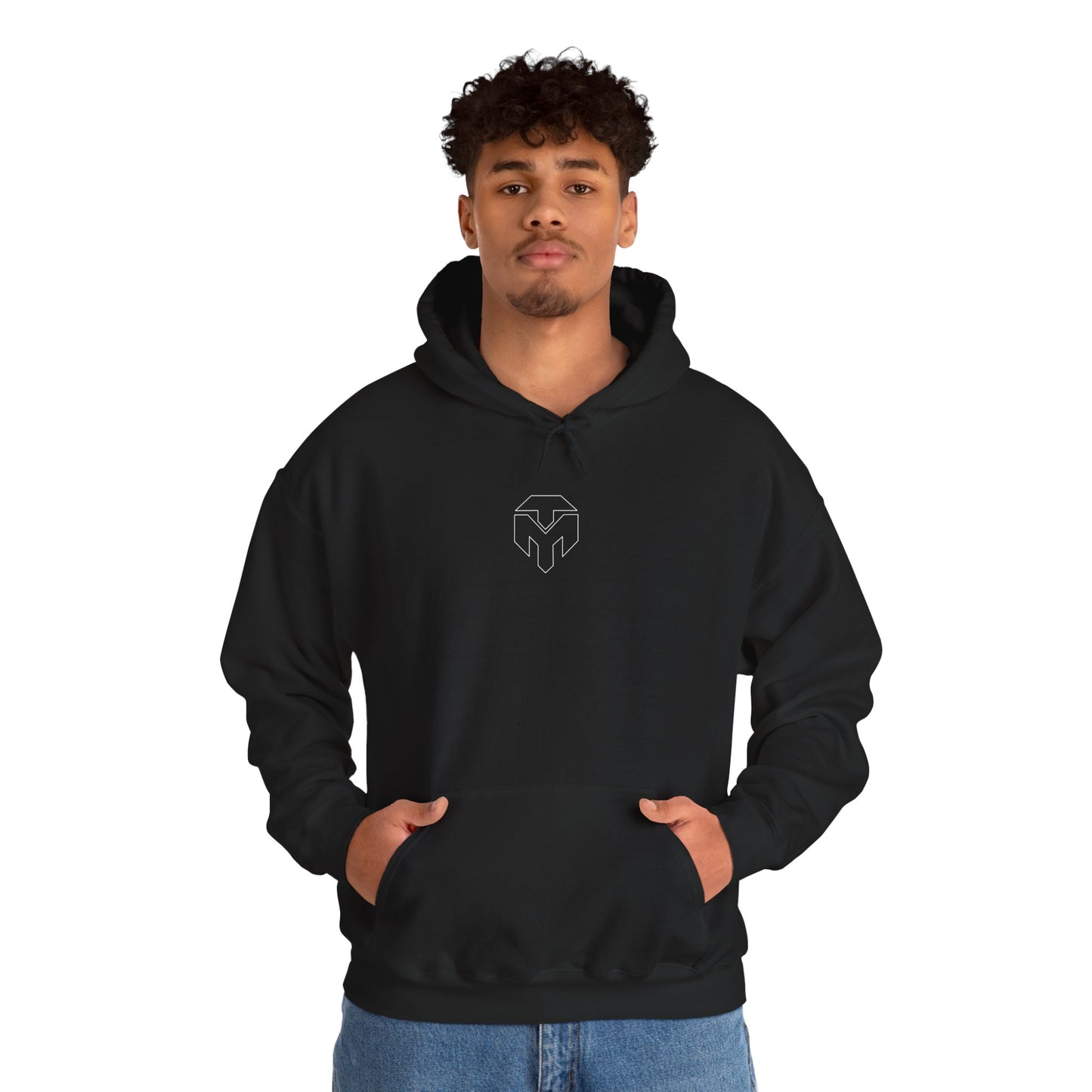 Minimalist Heart Mask Hoodie – Subtle Logo Black Pullover