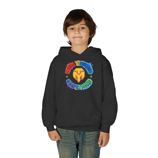 Youth Hoodie — ‘Welcome to Camp Stardust’ Colorful Rainbow Logo