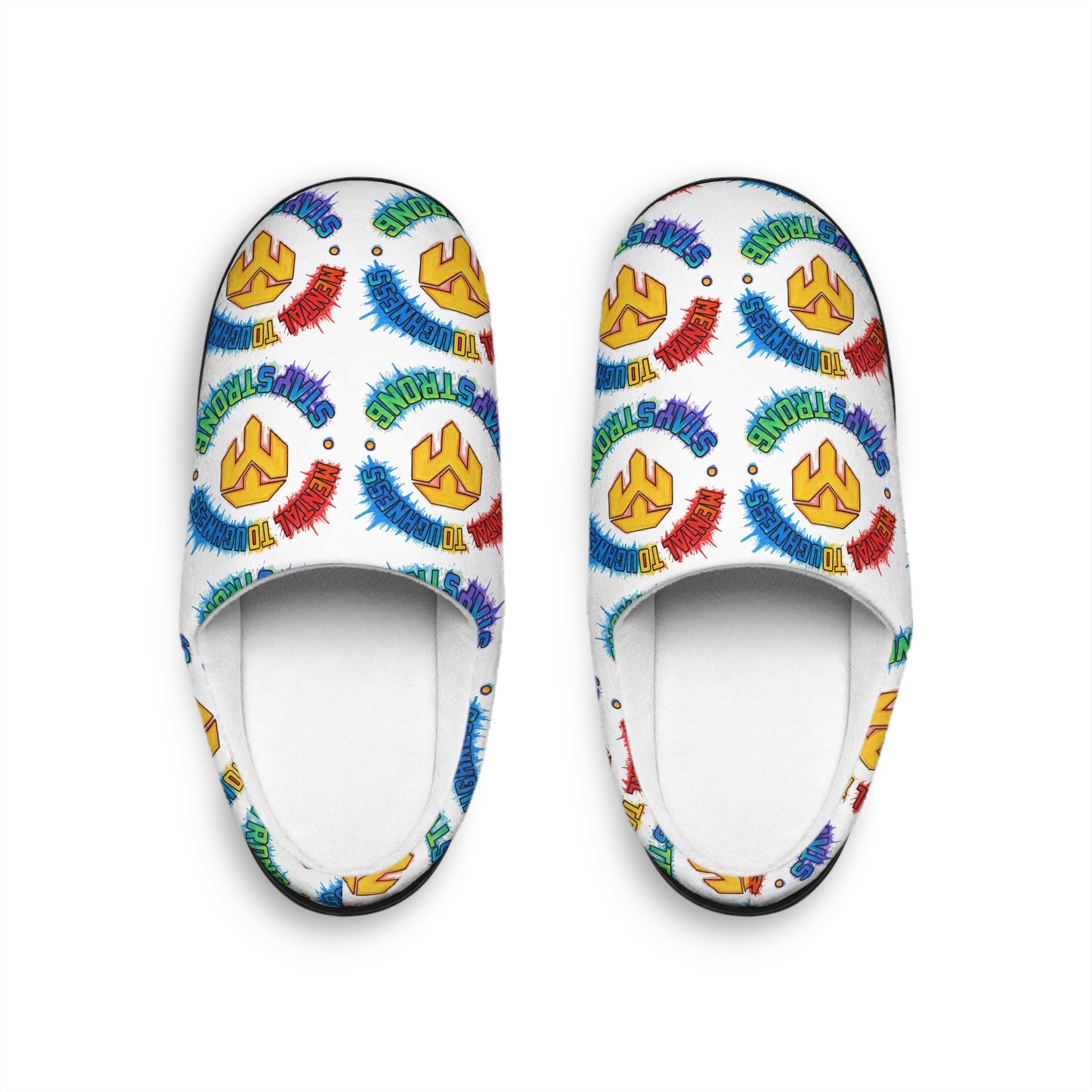 Men's Indoor Slippers — Colorful Peace Sign & Brushstroke Pattern