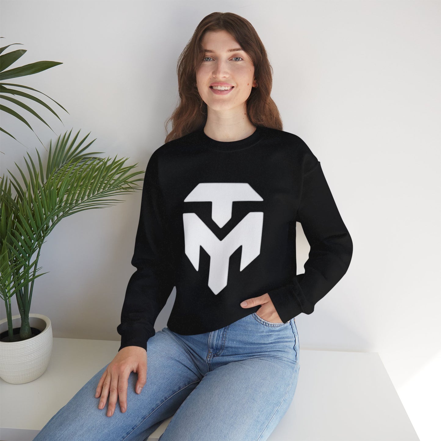 Modern Monogram Crewneck Sweatshirt – Bold White TM Logo