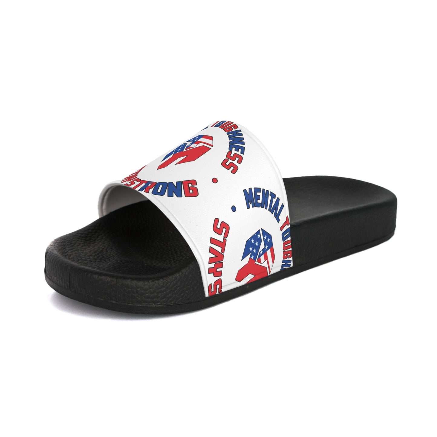 Patriotic "Stay Strong" Men's Slide Sandals — American Flag Rescue Design