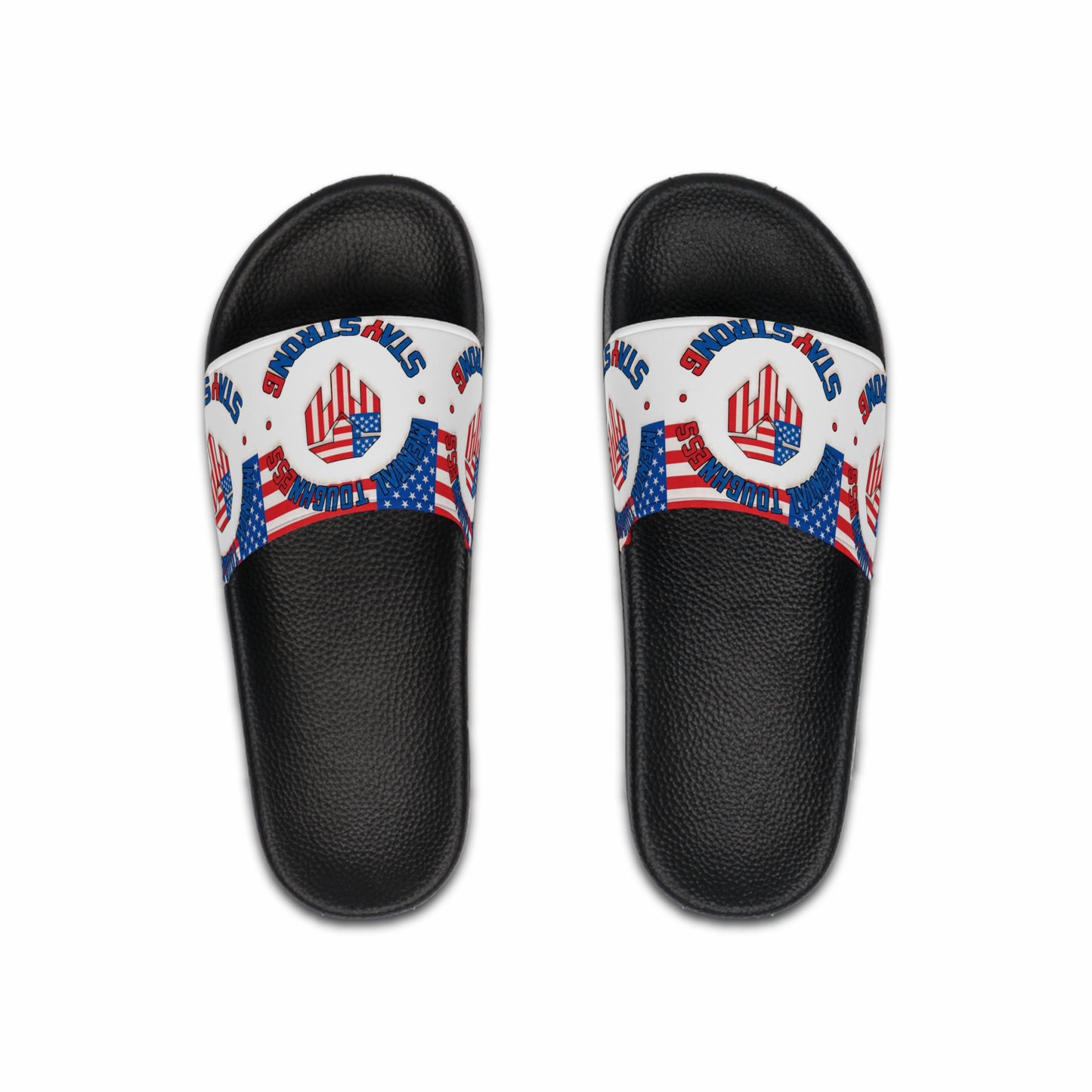 Patriotic "Stay Strong" Men's Slide Sandals — American Flag Comfort Slides