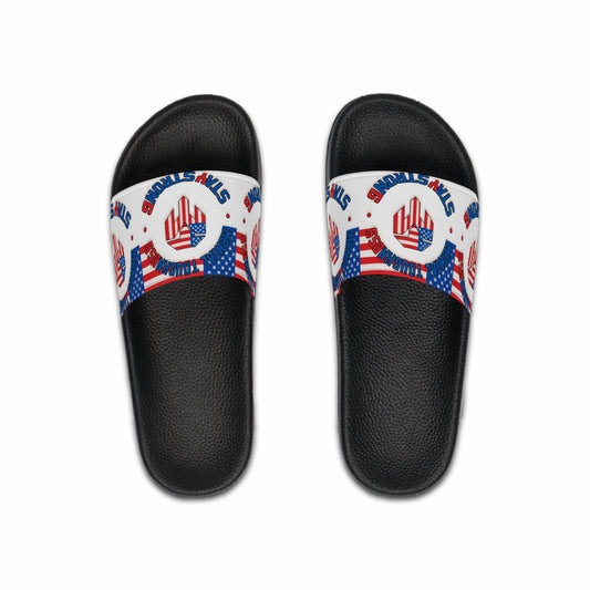 Patriotic "Stay Strong" Men's Slide Sandals — American Flag Comfort Slides