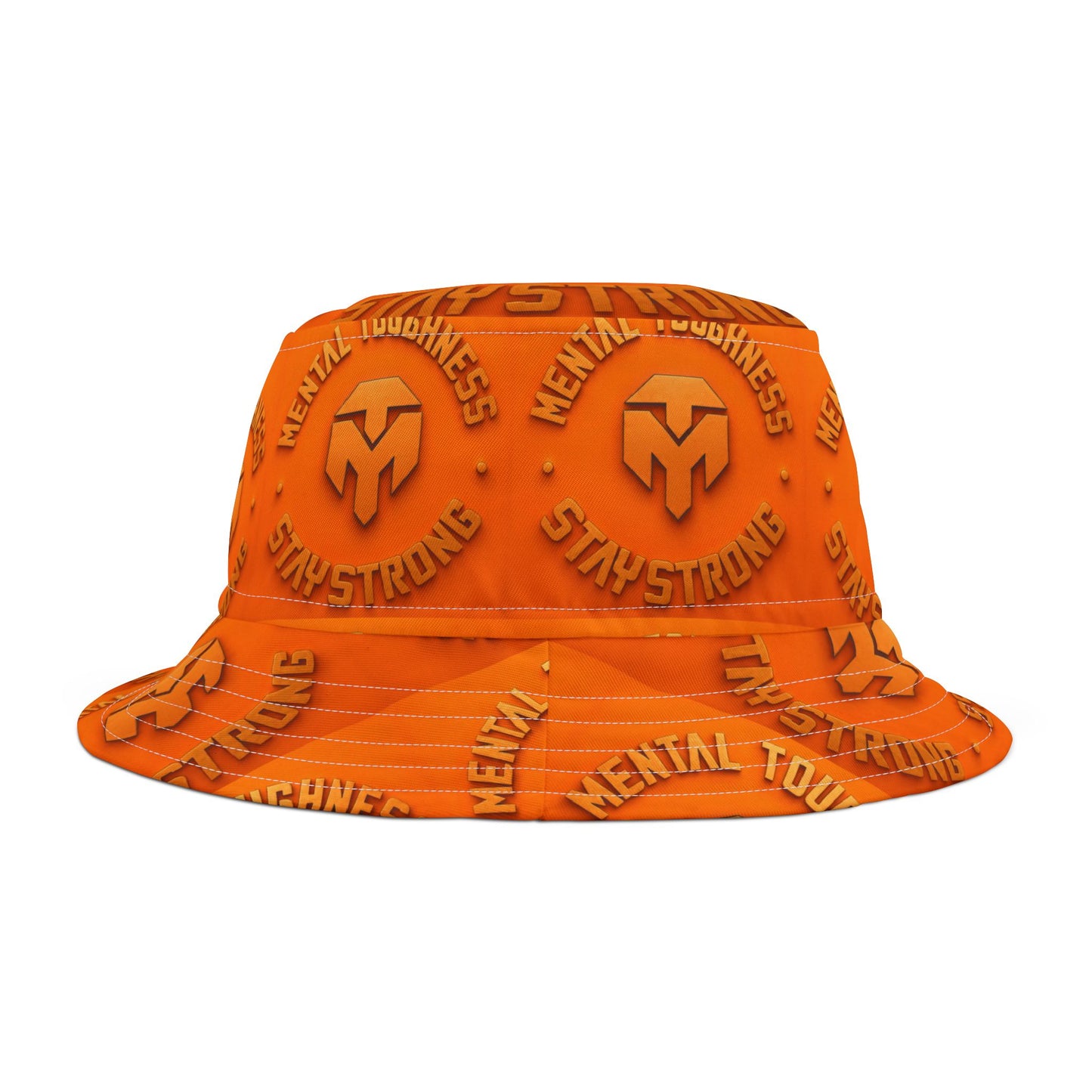 Mental Toughness Orange Bucket Hat — Stay Strong AOP Sun Hat