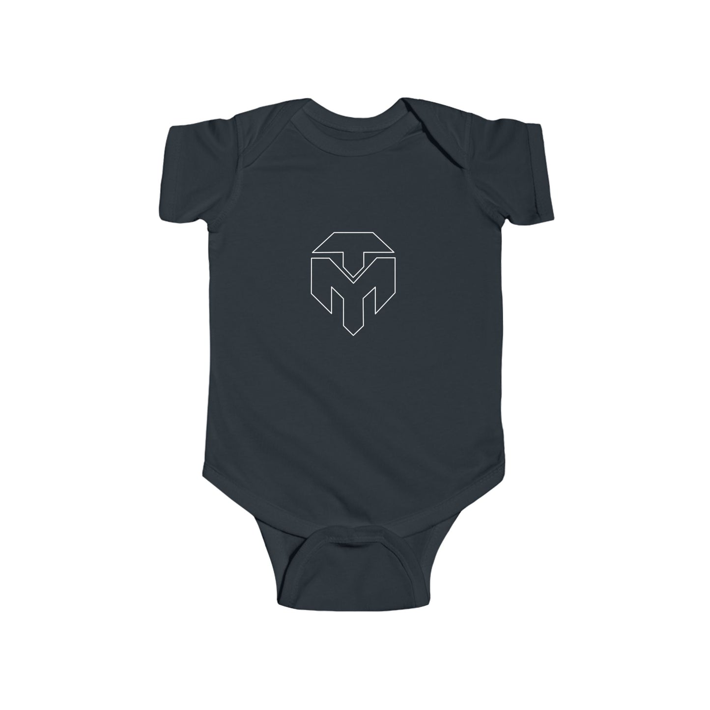 Infant Bodysuit with Geometric Shield Logo – Minimal Modern Baby Onesie