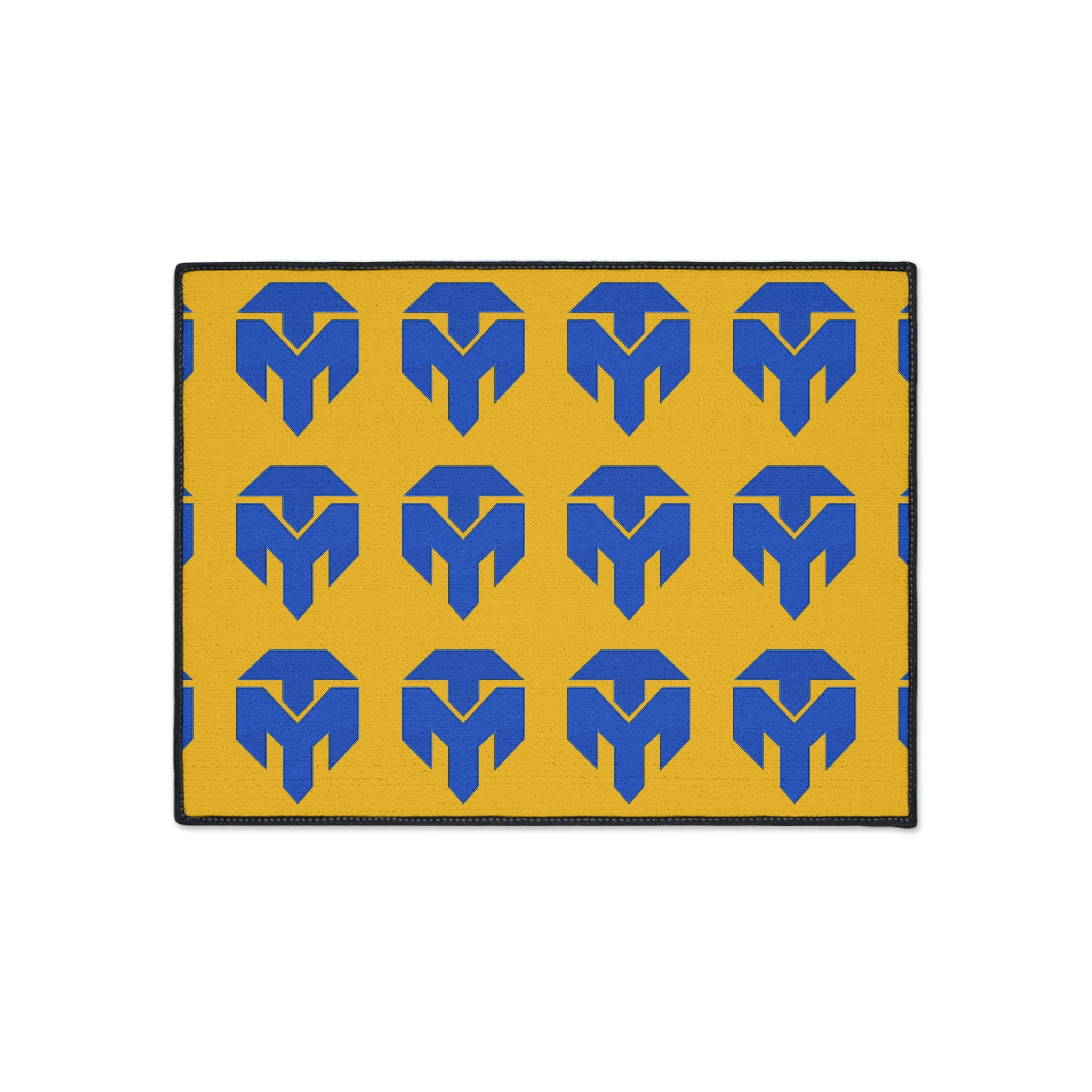Heavy-Duty Floor Mat — Blue Spartan Logo Pattern on Gold, Non-Slip Entrance/Doormat