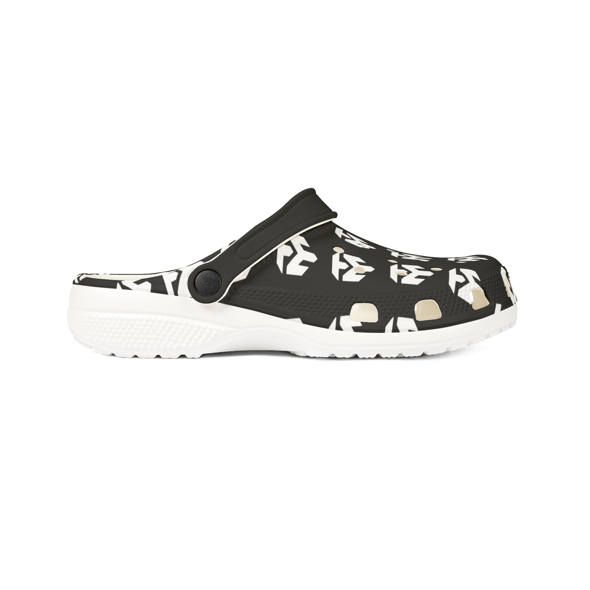 Black & White Tribal Pattern EVA Foam Clogs — Lightweight Slip-On Garden Shoes