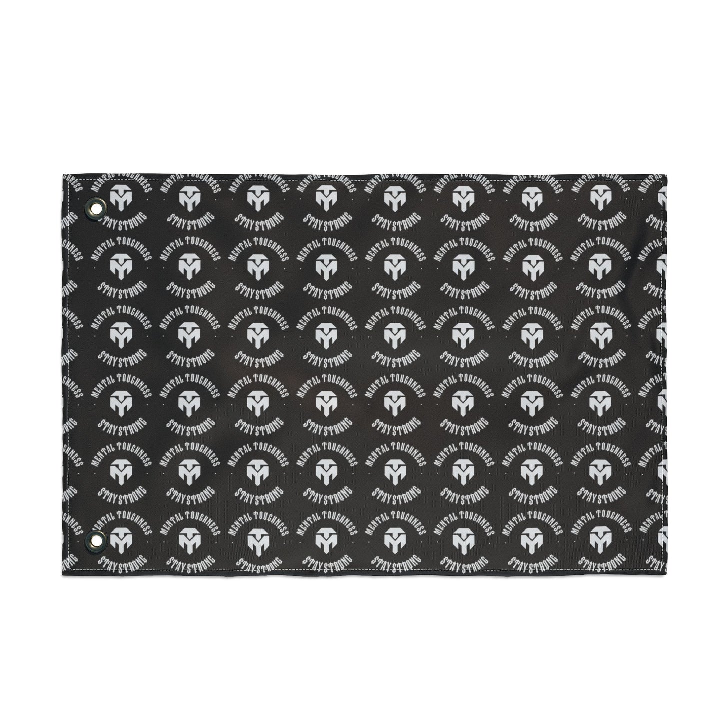 Double-Sided Flag — Black Spartan Helmet Pattern Outdoor Banner