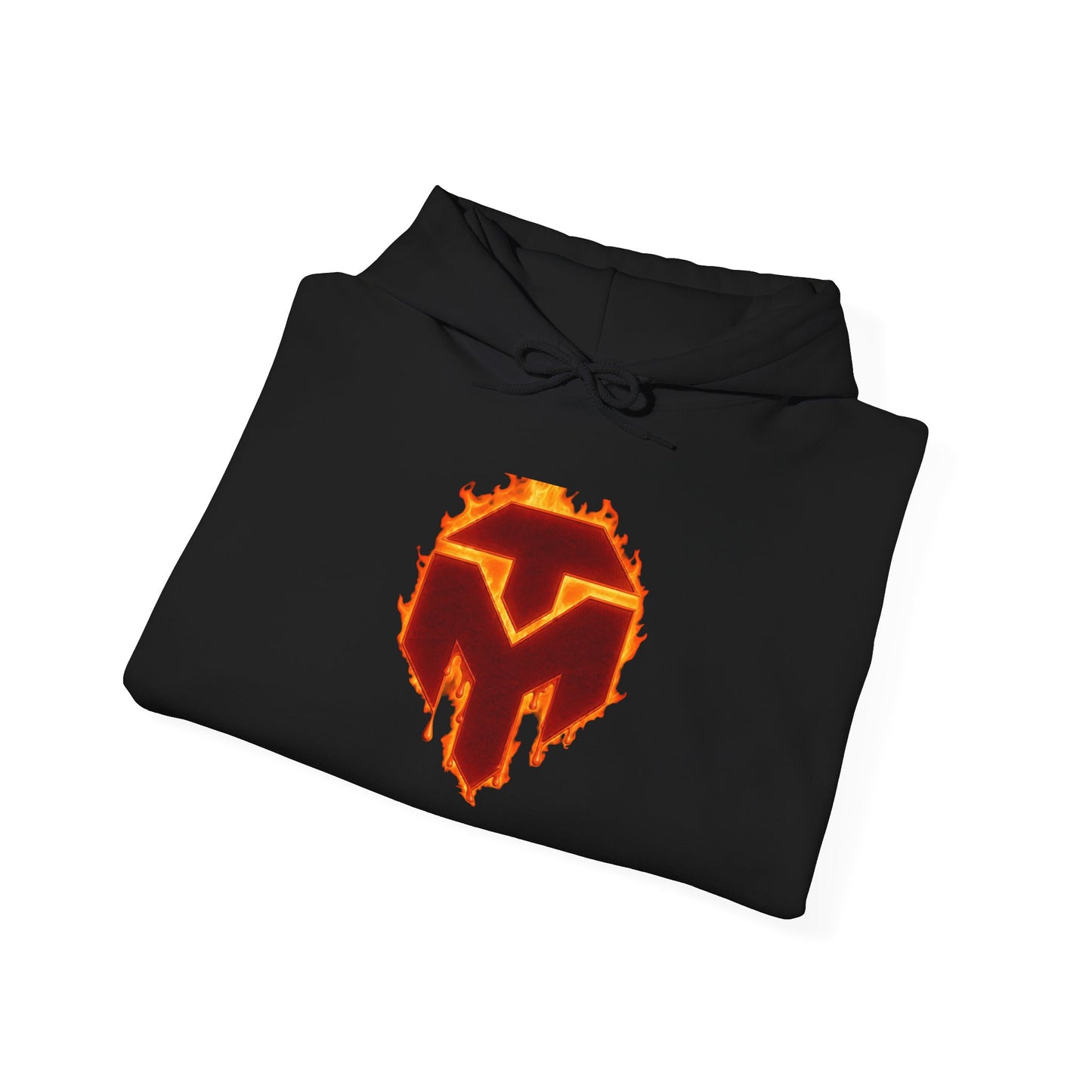 Molten Shield Logo Hoodie — Gaming Streetwear Hooded Sweatshirt with ‘Strength in Darkness’ Sleeve Text